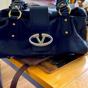 Authentic Valentino calf skin black shoulder bag